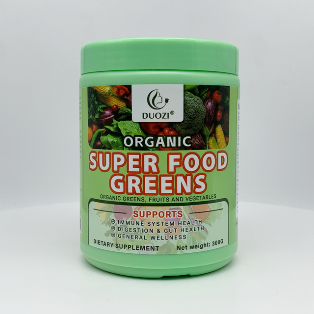 Organic Super Greens Blend with Spirulina, Chlorella & Probiotics for Digestive Health