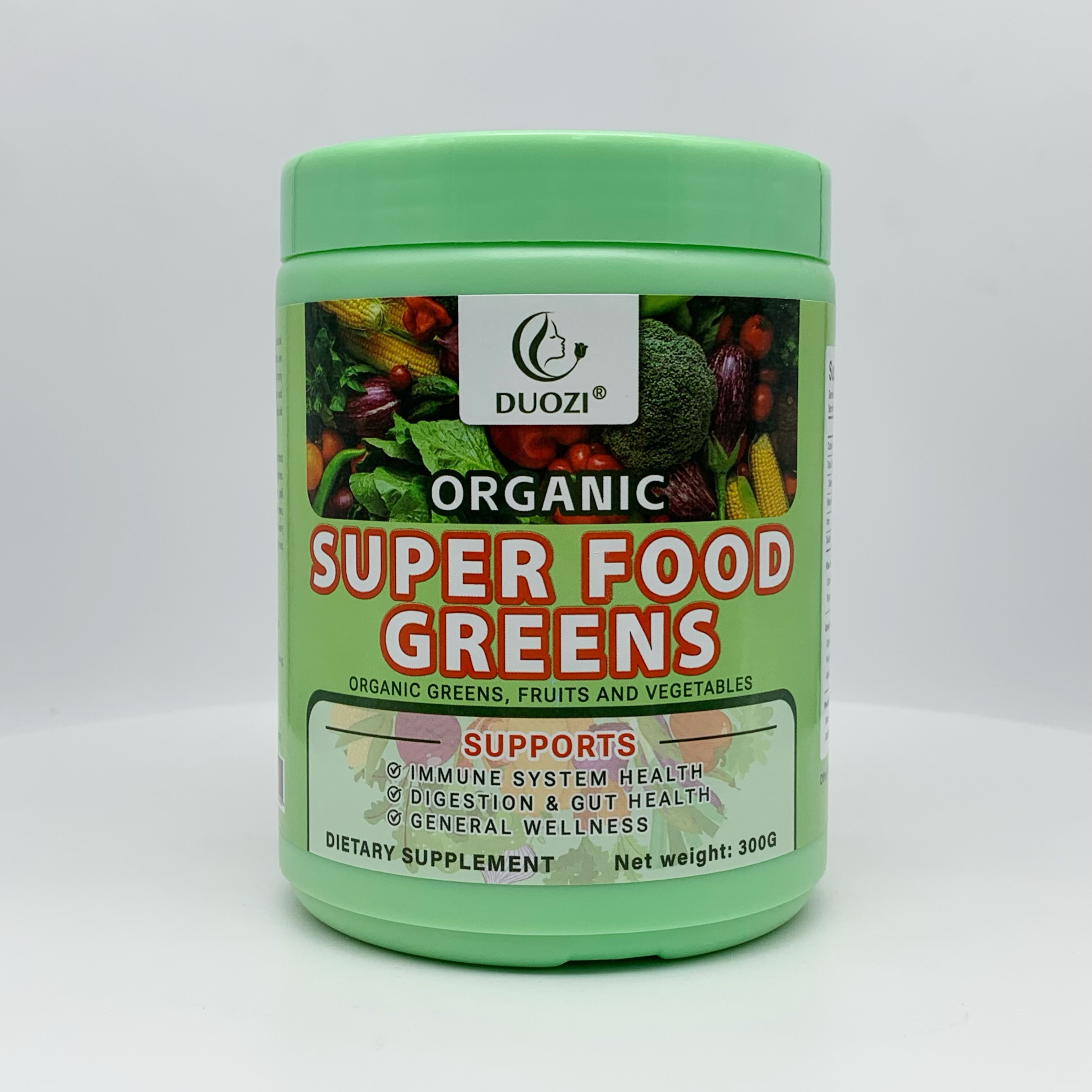 Organic Super Greens Blend with Spirulina, Chlorella & Probiotics for Digestive Health
