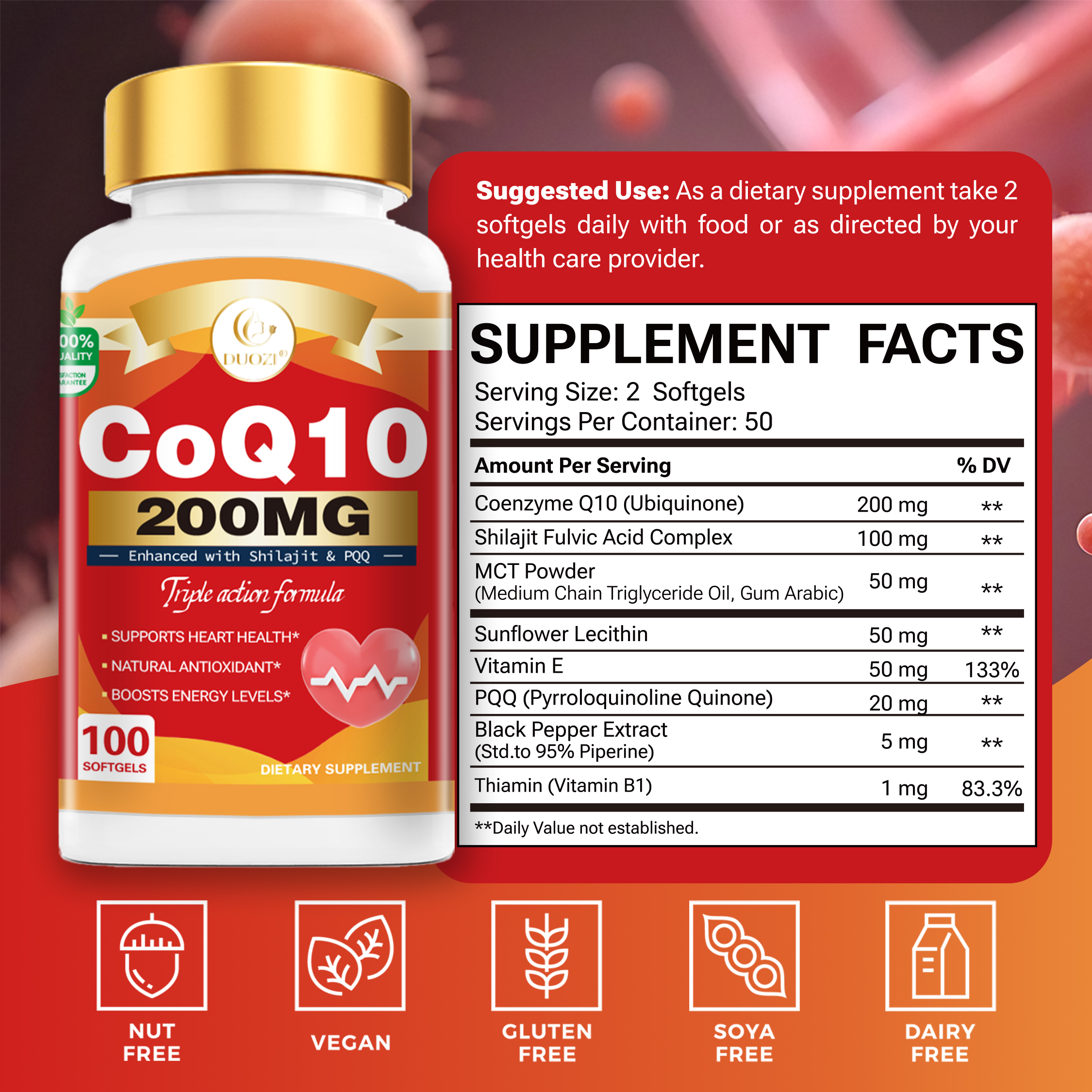 DUOZI OEM private label CoQ10 supplement production