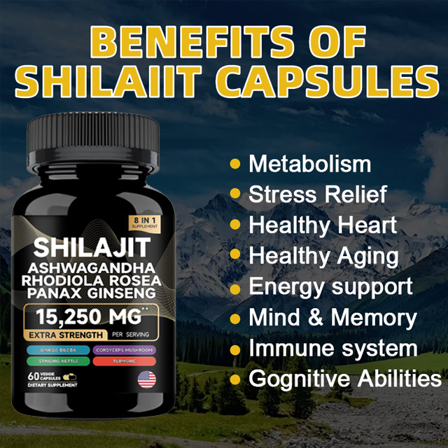 DUOZI Shilajit Extract Capsules 8-in-1 Adaptogen Blend